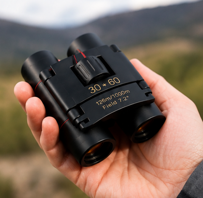 Compact Zoom Binoculars 30x60 - Foldable HD Binoculars for Hiking, Concerts & Bird Watching