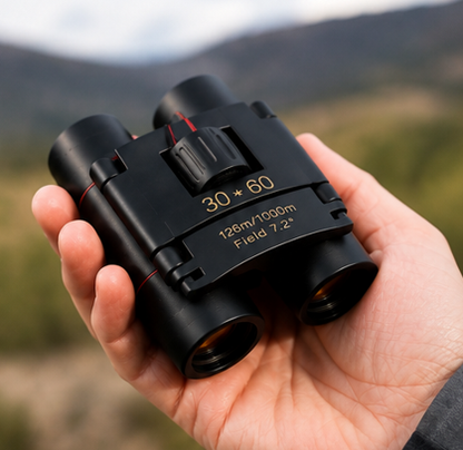 Compact Zoom Binoculars 30x60 - Foldable HD Binoculars for Hiking, Concerts & Bird Watching