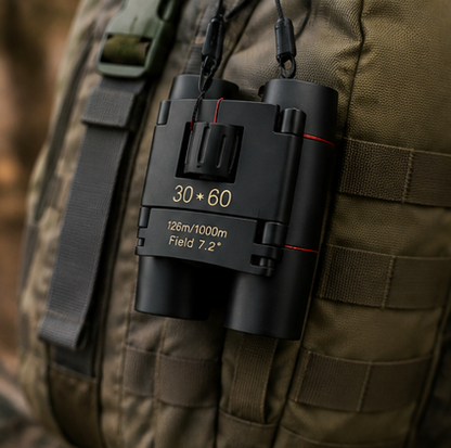 Compact Zoom Binoculars 30x60 - Foldable HD Binoculars for Hiking, Concerts & Bird Watching